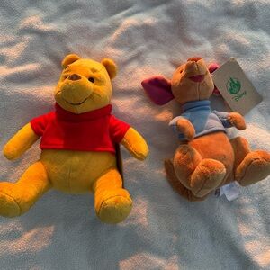 Disney Winnie the Pooh and Roo Plush Toy Set - Yellow and Brown